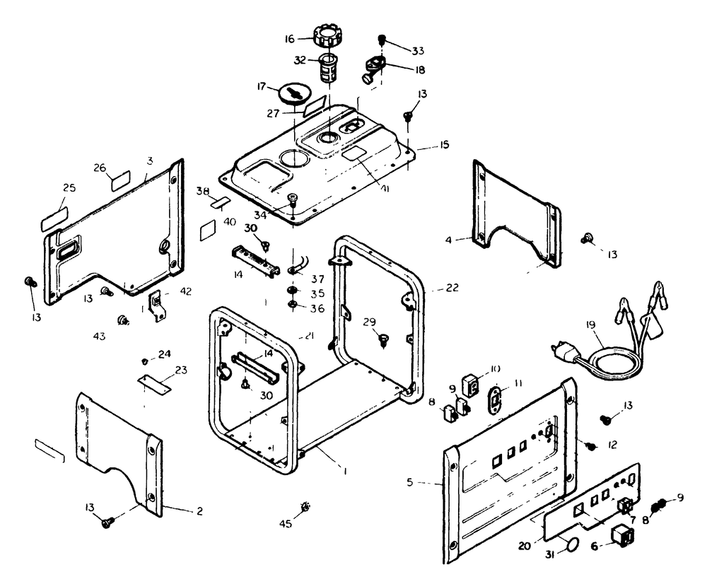 Cradle - 1400 Watt Generator No. 67443 Diagram and Parts List for 8835-0-G1600  Briggs and Stratton Generator